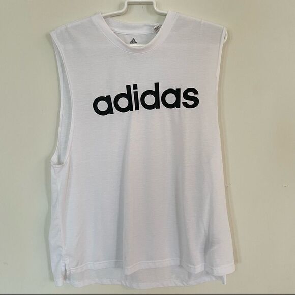 ADIDAS Women's Sleeveless Training Tank Shirt White/Black Logo XL - Picture 3 of 11